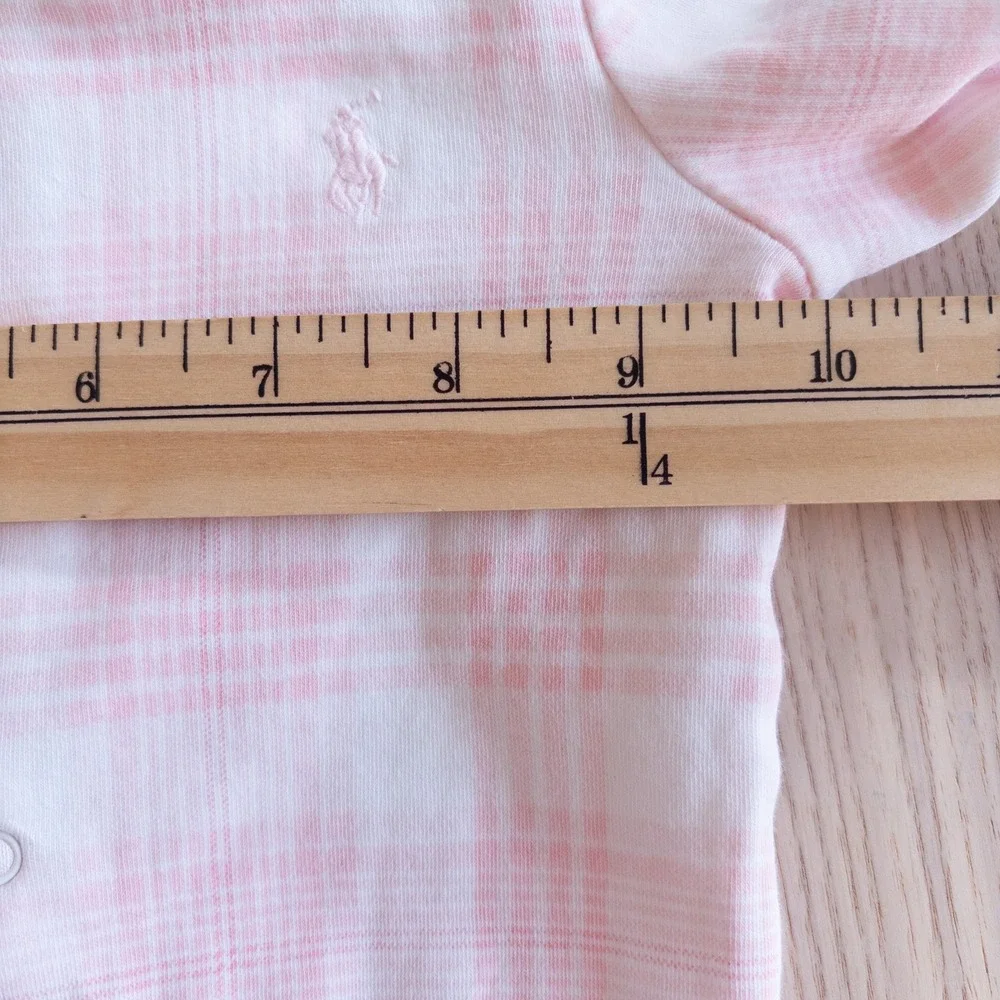 Ralph Lauren Convertible Romper Gown Pink Plaid Snap Front Baby Girl 6 Months